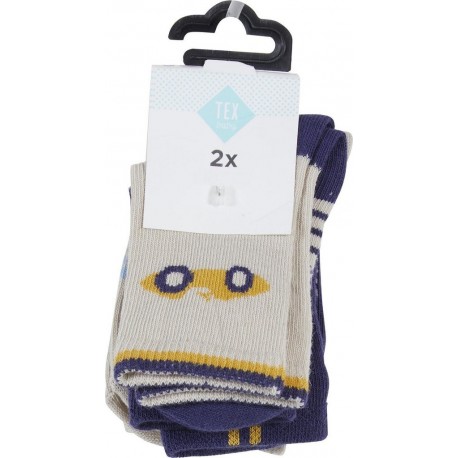 TEX BABY Mi-chaussettes bébé marine foncé T15/17 lot de 2 paires de mi-chaussttes