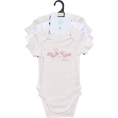 TEX BABY Body bébé rose clair manches courtes 36 mois lot de 3 bodies