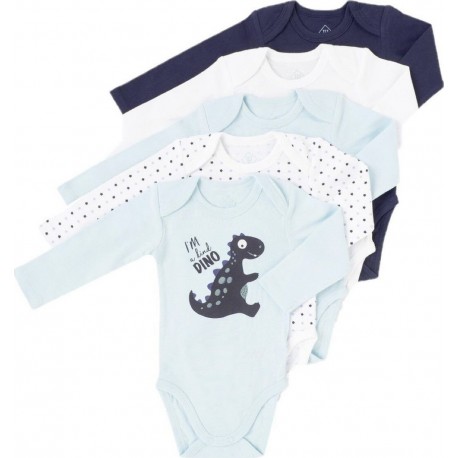 TEX BABY Body bébé bleu marine/blanc 3 mois lot de 5 bodies