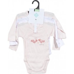 TEX BABY Body bébé rose clair manches longues 3 mois lot de 3 bodies