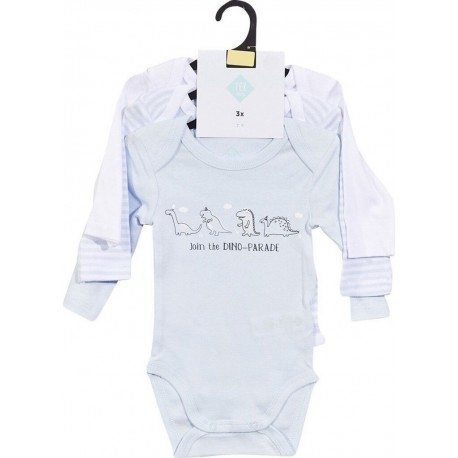 BIO TEX BABY Body bébé BIO bleu manches longues 12 mois TEX BABY lot de 3 bodies