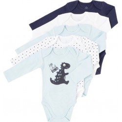 TEX BABY Body bébé bleu marine/blanc 6 mois lot de 5 bodies