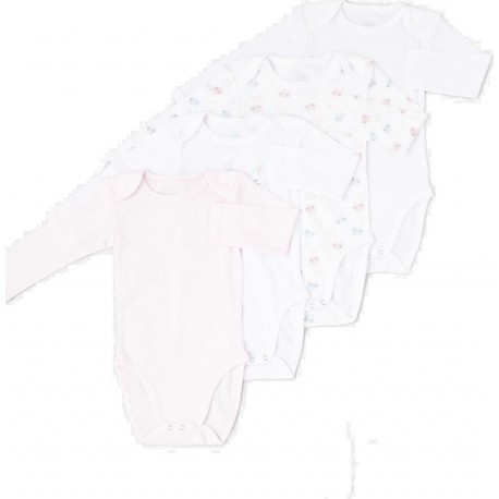 Body bébé rose/blanc 100% coton 36 mois lot de 4 bodies