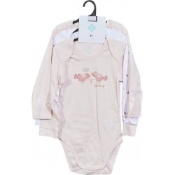 TEX BABY Body bébé Bio rose clair longues 9 mois lot de 3 bodies