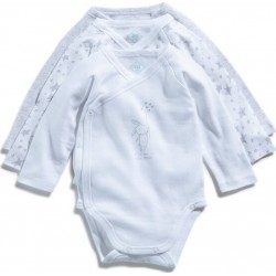 TEX BABY Body bébé blanc/gris 1 coton 6 mois lot de 3 bodies