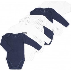 TEX BABY Body bébé marine/blanc 1 coton 36 mois lot de 5 bodies