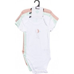 TEX BABY Body bébé blanc/rose/vert 1 coton 36 mois lot de 3 bodies