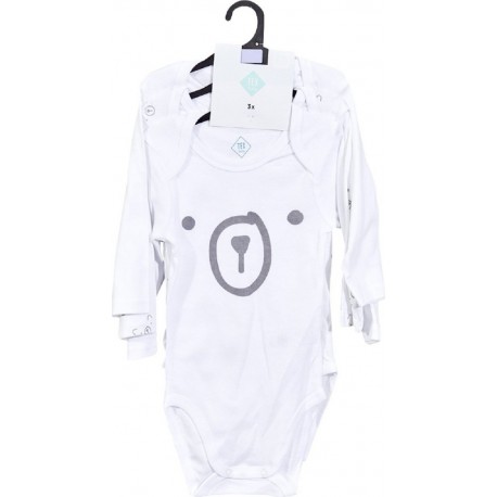 BIO TEX BABY Body bébé BIO blanc manches longues 12 mois TEX BABY lot de 3 bodies