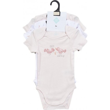 TEX BABY Body bébé rose clair manches courtes 3 mois lot de 3 bodies