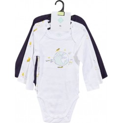 TEX BABY Body bébé bleu marine manches longues 1 mois lot de 3 bodies