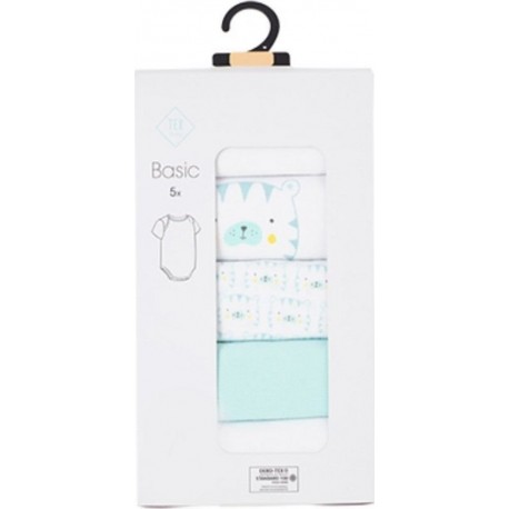 TEX BABY Body bébé menthe/blanc 1 coton 36 mois lot de 5 bodies