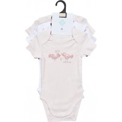 TEX BABY Body bébé rose clair manches courtes 6 mois lot de 3 bodies