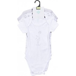 TEX BABY Body bébé gris/blanc 1 coton 23 mois lot de 3 bodies