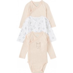 TEX BABY Body bébé corail-blanc 1 coton la naissance lot de 3 bodies