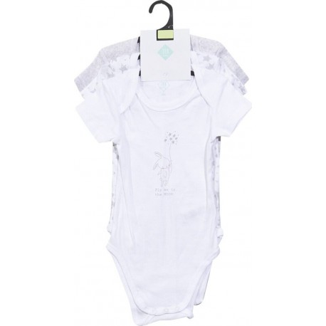 TEX BABY Body bébé gris/blanc 1 coton 12 mois lot de 3 bodies