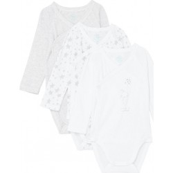 TEX BABY Body bébé gris-blanc 1 coton la naissance lot de 3 bodies