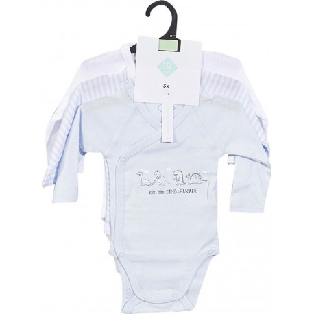 TEX BABY Body bébé bleu/blanc coton Bio dès la naissance lot de 3 bodies