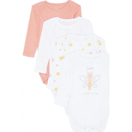 Body bébé rose/blanc 100% coton 18 mois lot de 4 bodies