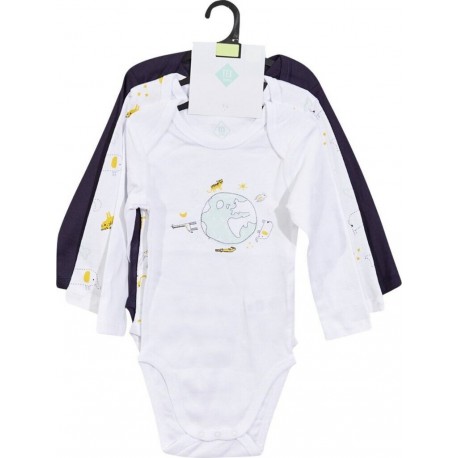 TEX BABY Body bébé marine/blanc 1 coton 23 mois lot de 3 bodies