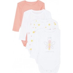 Body bébé rose/blanc 100% coton 9 mois lot de 4 bodies