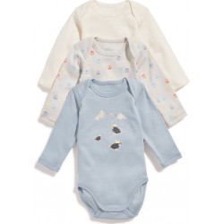 TEX BABY Body Bleu 100% Coton bio lot de 3