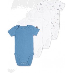 Body bébé bleu/blanc 100% coton 36 mois lot de 4 bodies