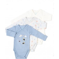 TEX BABY Body Multicolor 100% Coton bio lot de 3