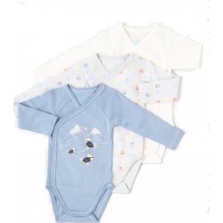 TEX BABY Body Multicolor 100% Coton bio lot de 3