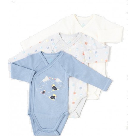 TEX BABY Body Multicolor 100% Coton bio lot de 3