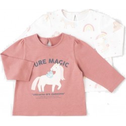 TEX BABY T-shirt bébé rose 9 mois lot de 2