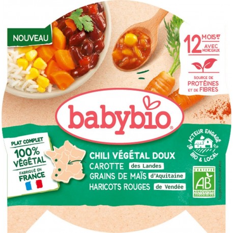 BABYBIO Plat cuisiné dès 12mois chili végétarien doux l'assiette de 230g