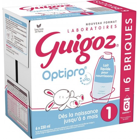 GUIGOZ Lait bébé jusqu'à 6 mois lot de 6 briques de 230ml