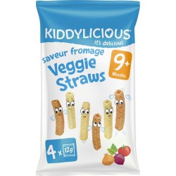 KIDDYLICIOUS Biscuit bébé veggie straws saveur fromage dès 9 mois 48g