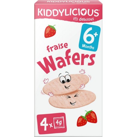 KIDDYLICIOUS Biscuit bébé wafers fraise dès 6 mois 16g