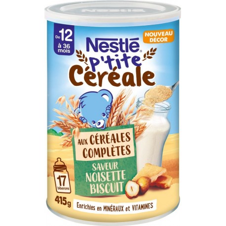 NESTLE Céréales bébé dès 12 mois aux céréales complètes noisette biscuit 415g