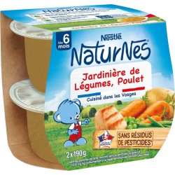 NESTLE Plat bébé dès 6 mois jardinière de légumes et poulet Naturnes les 2 pots de 190g