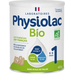 PHYSIOLAC Lait en Poudre Bébé Lait Ecrémé Bio 400g