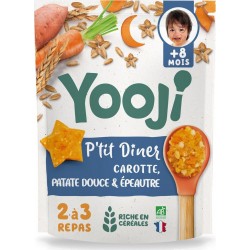 YOOJI Dîner bébé dès 8 mois Carotte, Patate douce, Epeautre en portions Bio les 15 galets de 20g