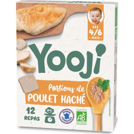 YOOJI Repas bébé dès 4/ 6 mois poulet haché en portions Bio les 12 galets de 10g