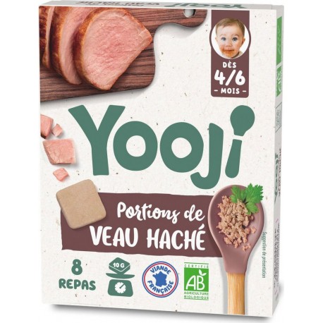 YOOJI Repas bébé dès 4/6 mois veau haché en portions Bio les 8 galets de 10g