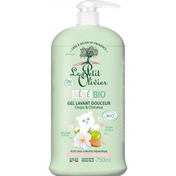 LE PETIT OLIVIER Gel Lavant Bébé Corps et Cheveux à l'Amande Douce et Extrait d'Olive 750ml