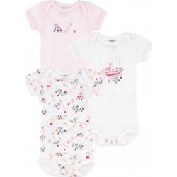 PETIT BATEAU Body bébé fille rouge/blanc coton Bio 18 mois lot de 3 bodies