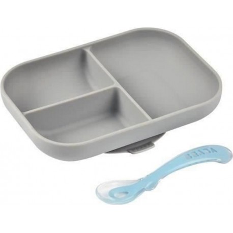 Silicone Beaba Set Repas Bébé, Avec Ventouse, Anti Dérapant, Assiette Compartimentée