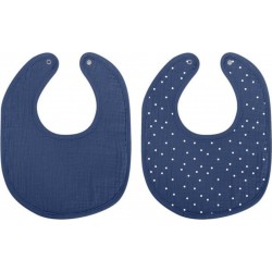 Lot De 2 Bavoirs Bébé absorbant 27cm Bleu Foncé