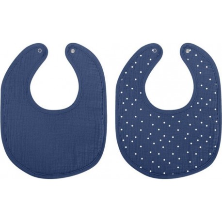 Lot De 2 Bavoirs Bébé absorbant 27cm Bleu Foncé