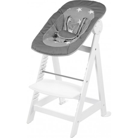 ROBA Chaise Haute Évolutive Born Up – Design Little Stars – Blanc/Gris