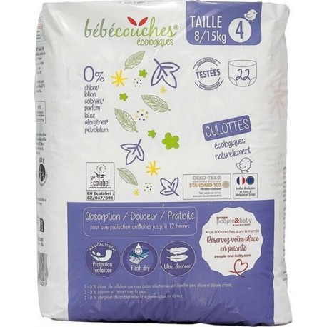 NC Culottes Bébécouches Écologiques Taille 4 (8-15Kg) Sachet De 22