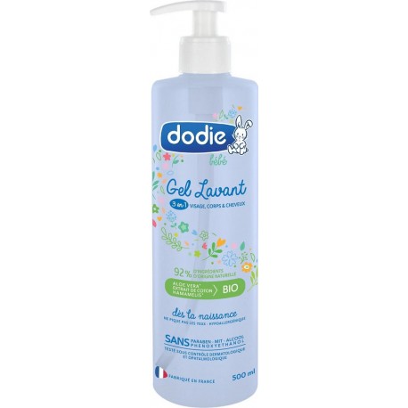 DODIE Gel lavant Bébé Aloe Vera 3en1 Bio la pompe de 500ml