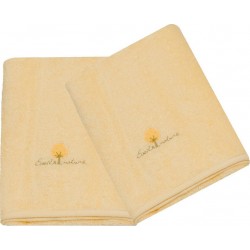 NC Eveil Et Nature Lot De 2 Serviettes Éponge 50x90 Cm Coton Bio Jaune