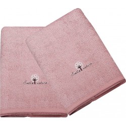 NC Eveil Et Nature Lot De 2 Serviettes Éponge 50x90 Cm Coton Bio Rose